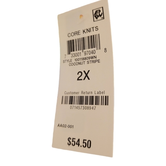 CORE KNITS COCONUT RAINBOW STRIPED LIGHTWEIGHT SWEATER•2X NWT - Picture 5 of 14